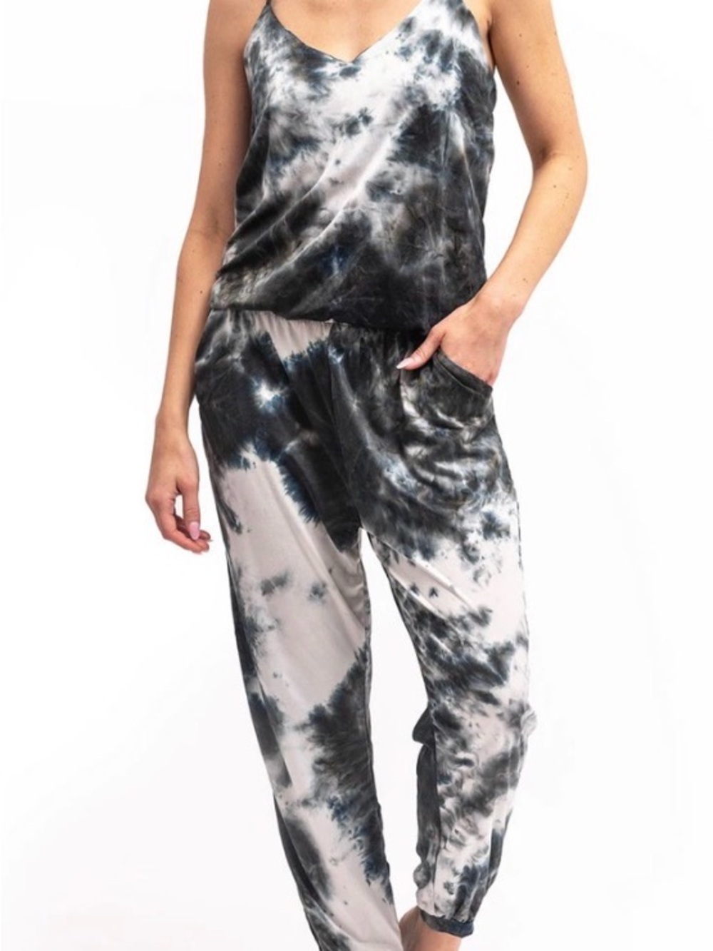 Hello Mello Dyes The Limit Tie Dye Jumpsuit Loungewear Cozycore